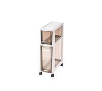 Space-Saving 4-Tier Corner Bathroom Cart with Transparent Drawers & Wheels - Perfect for Bedroom Bathroom Hallway - Mobile Storage(2-Tier Dark Brown)