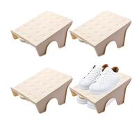Space-Saving 4PCS Double-Layer Shoe Rack, Stackable Plastic Shoe Organizer Holds 8 Pairs - Perfect for Closet, Entryway, and Home Storage Solutions