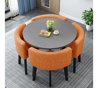 Space-Saving 5-Piece Dining Table Set - Modern Round/Square Table with 4 Chairs for Kitchen Dining Room & Living Room 80cm/31.5in - Stylish & Functional Furniture Solution