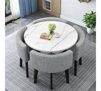 Space-Saving 5-Piece Dining Table Set - Round/Square 80cm Table & 4 Stylish Chairs for Kitchen Living Room & Dining Room Modern Furniture for Small Spaces
