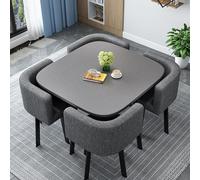 Space-Saving 5-Piece Dining Table Set - Round/Square 90cm Conference Table with 4 Chairs for Kitchen Dining Room & Living Room - Modern Furniture Solution for Small Spaces