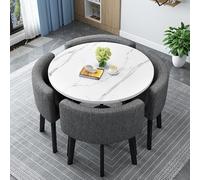 Space-Saving 5-Piece Dining Table Set - Round/Square Table & 4 Chairs Perfect for Kitchen Dining Room Living Room 31.5in Conference Furniture Stylish & Compact Design