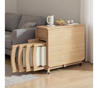 Space-Saving 5-Piece Folding Dining Set Extendable Butterfly Table with Chairs Perfect for Small Spaces & Balconies Compact Design for Easy Storage