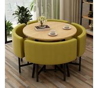 Space-Saving 5-Piece Round Dining Table Set for 4 Modern Small Kitchen Table with 4 Chairs & Sk Steel Legs Perfect for Smals & Dining Rooms
