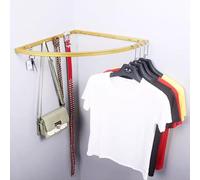 Space-Saving 60cm Gold Corner Clothes Rack with Metal Wall Bar & Hooks Stylish Wardrobe Solution for Clothing Storage Minimalist Design for Small Spaces