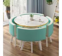 Space-Saving 80cm Round Dining Table Set with 4 Faux Leather Chairs - Ideal for Home Office and Conference Rooms - Modern Design Perfect for Small Spaces