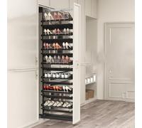 Space-Saving 9-Layer Shoe Storage Rack Tall Metal Pull-Out Shelf with Doorstop Easy Mobility for Walk-in Closets & Utility Areas (Depth 68cm/27)