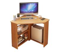 Space Saving 90° Triangle Corner Desk Compact Home Office Writing Table with Storage Ideal for Small Spaces Bedroom & Study (Yellow 30.3in 77cm)