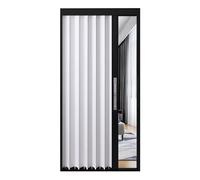 Space-Saving Accordion Folding Door 203cm Tall, Bi-Folding Aluminum Interior Door, Retractable Sliding Barn Door with Lock & Key, Black Frame, 31x80in/78.5x203cm