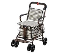 Space Saving Assistive Cart Multi Functional Elderly Walker Foldable Shopping Cart Push and Sit Scooter with Casters