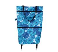 Space Saving Bags In 1 Shopping Bag Folding Green Bag Portable Foldable Shopping Cart Trolley With Wheels (Sky Blue, 46X39X12cm)