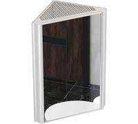 Space Saving Bathroom Corner Mirror Cabinet Triangular Wall Mounted Toiletries Locker Durable Aluminum Design White Finish (33x33x63cm) Perfect for Small Spaces