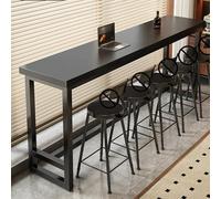 Space Saving Black Bistro Table 140x40x105cm Modern Rectangu Dining Table for Kitchen Balcony Living Room; Ideal High Top Table for Small Spaces