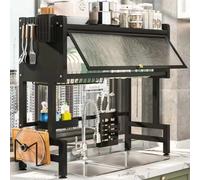 Space-Saving Black Dish Rack - 75cm Single Layer Anti-Dust Cactus Plate Holder for nizing Dishes Maximizing Kitchen Space & Enhancing Kitchen Décor