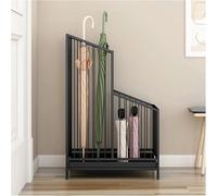 Space-Saving Black Umbrella Holder with Drip Tray - Multifunctional Entryway & Office Stand Compact Design for Small Spaces Ideal for Porch Entry Hall and More