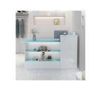 Space-Saving Blue Reception Desk - 100CM Stylish Checkout Table for Salons, Beauty, Clothing Stores, Modern Receptionist Counter, Compact Design, Customer Service Solutions