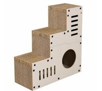 Space-Saving Cardboard Cat Cubby | Enclosed Lower Compartme, Cat scratching area with Shelter, Replaceable, for Living Room
