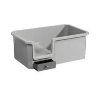 Space-Saving Cat Toilet with, Gray | Low Entry, Enclosed cat toilet, for Living Room, Cats