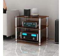 Space-Saving CD DVD Rack - Corner Media Stand for Gaming Consoles & Audio Equipment Easy Assembly Stylish Dark Brown 60x48x56cm - Perfect for Living Room & Bedroom.