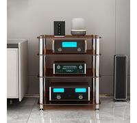 Space-Saving CD Rack & DVD Shelf - Corner Media Stand for Game Consoles & AV Equipment Easy to Assemble Dark Brown Audio Tower Cabinet (60x48x72cm) for Living Room & Bedroom.