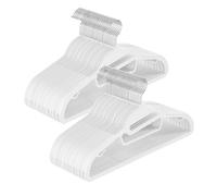 SONGMICS Set of 50 Plastic Hangers, Coat Hangers with U-Shaped Opening, Space-Saving, 0.5 cm Thick, 41.5 cm Long, 360° Swivel Hook, White CRP041W05