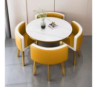 Space-Saving Coffee Table and Chair Set for 4 Stylish PU Leather Dining Set for Office Lounge and Reception Areas Modern Conference Table with Chairs - Perfect for Small Spaces!