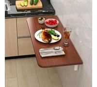 Space-Saving Compact Drop Leaf Table - Stylish Fold Down Desk for Home Office & Kitchen Brown 60x50cm/24x20in Floating Design Perfect for Small Spaces