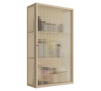 Space-Saving Compact Wall Cabinet with Doors - Multi-Purpose Storage Shelf for Bathroom, Kitchen, Living Room & Bedroom (Beige, 60x35x15cm)