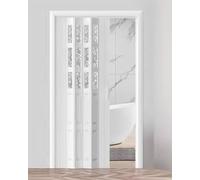 Space-Saving Concertina Folding Doors - White Acrylic & PVC Panels for Bathroom/Bedroom - Roll-Up Design, Temporary Closure, 44x80in (111x203cm)