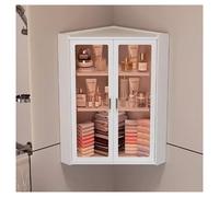 Space-Saving Corner Bathroom Wall Cabinet - Hanging Design for Bathroom, Kitchen, Laundry, and Dorms, Ideal Above Toilet, Stylish Brown Finish