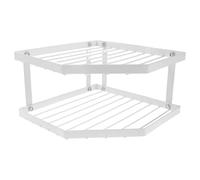 Space Saving Corner Kitchen Counter Shelf Double Layer Metal Pot Rack Stand for Pots Pans and Condiments Ideal for Small Kitchens Maximizes Sto and nizat