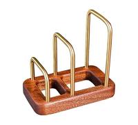Space Saving Cutting Board Holder - Wooden Chopping Board Holder, Nonslip Wooden Base Countertop Storage Rack | Kitchen Countertop Lid Storage Organizer For Pan Plate Cabinet