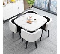 Space-Saving Dining Table Set for 4 - Round/Square Kitchen Table and Chairs for Small Spaces - Compact Dining Room Furniture Set with 4 Chairs