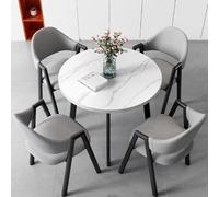Space-Saving Dining Table Set with 4 Chairs, Modern Foldable Table and Chair Ensemble for Kitchen & Dining Room, Stylish Dark Grey Finish