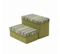 Space-Saving Dog Stairs, size to 3, Loop Yarn, Green | Foldable Pet Staircase, Compact, for Sofa, Bedside