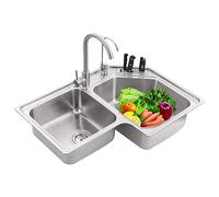 Space-Saving Double Bowl Corner Sink with Integrated Chopper & Storage - Perfect for Small Kitchens, Efficient Design for Modern Home Use