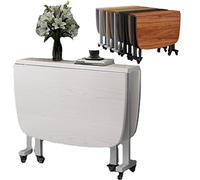 Space-Saving Drop Leaf Table Folding Kitchen Table for Indoor & Outdoor Use Compact Design White Finish 100x60cm/39x23in Perfect for Small Spaces