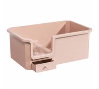 Space-Saving Enclosed Cat Toilet, Dusty Pink | Pull-out, cat toilet with Drawer, Removable, for Living Room