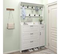 Space-Saving Entryway Hall Tree with Shoe Storage, Coat Rack & Hooks - Stylish Organizer for Hallway, Bedroom, Living Room - Perfect Fur Solution