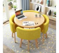 Space Saving Faux Marble Round Dining Table Set for 4 Modern Metal Chairs Stylish Kitchen Office Conference Table for Home & Apartment Use