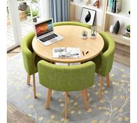 Space Saving Faux Marble Round Dining Table Set for 4 with Metal Chairs Ideal Kitchen & Office Conference Table for Home & Apartment Dining