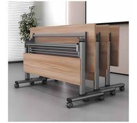 Space-Saving Flip-Top Folding Conference Table with Lockable Casters - Rectangular Mobile Meeting Desk for Office Training Workshop & Events