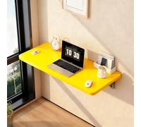 Space-Saving Floating Folding Table for Kitchen & Laundry Wall-Mount Invisible Drop Leaf Desk Compact 27.5x16in Shelf for Small Spaces (Yellow)