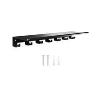 Space Saving Floating Shelf with 7 Hooks for Fitness Accessories Weatherproof Metal Designs Storage Solution Garage Gym Wall Storage Unit