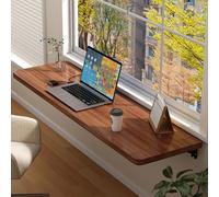 Space-Saving Floating Wall Desk - Versatile Folding Wooden Desk with Shelf Brackets, Perfect for Smals, Walnut h (120x30cm/47x12in)