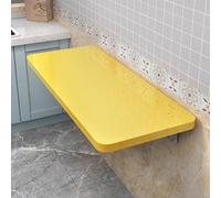Space-Saving Floating Wood Folding Table - Wall-Mounted Drop Leaf Desk for Kitchen Dining Office Laundry Room - Stylish Yellow Design 120cm x 50cm