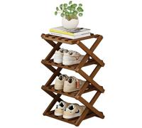 Space-Saving Foldable Shoe Rack for Entryway - Slim Standing Closet Brown Shoe Shelf Perfect for Hallway & Doorway (Size: 4)