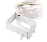 Space-Saving Foldable Trash Bag Holder, Wall Mounted Foldable Kitchen Trash Can with Magnetic Closure, Hanging Waste Garbage Can with Fixing Snap, For Cabinet Doors, Bathroom, Table Sides (White)