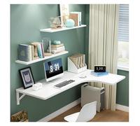 Space-Saving Foldable Wall-Mounted Laptop Desk, Compact Drop Leaf Table for Home Office & Bedroom, Modern White Finish, Multi-Functional 90x60x40cm, Perfect for Small Spaces
