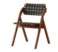 Space-Saving Folding Chair with Saddle Leather Seat, Curved Backrest & Triangular Structure -, Lightweight, Portable Stool for Home & Outdoor Use